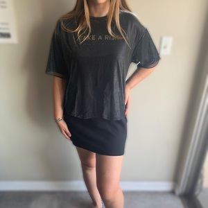 Zara Trafaluc Basic Black & Silver T-shirt Dress